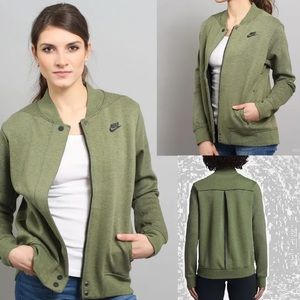 NIKE TECH FLEECE DESTROYER JACKET PALM GREEN